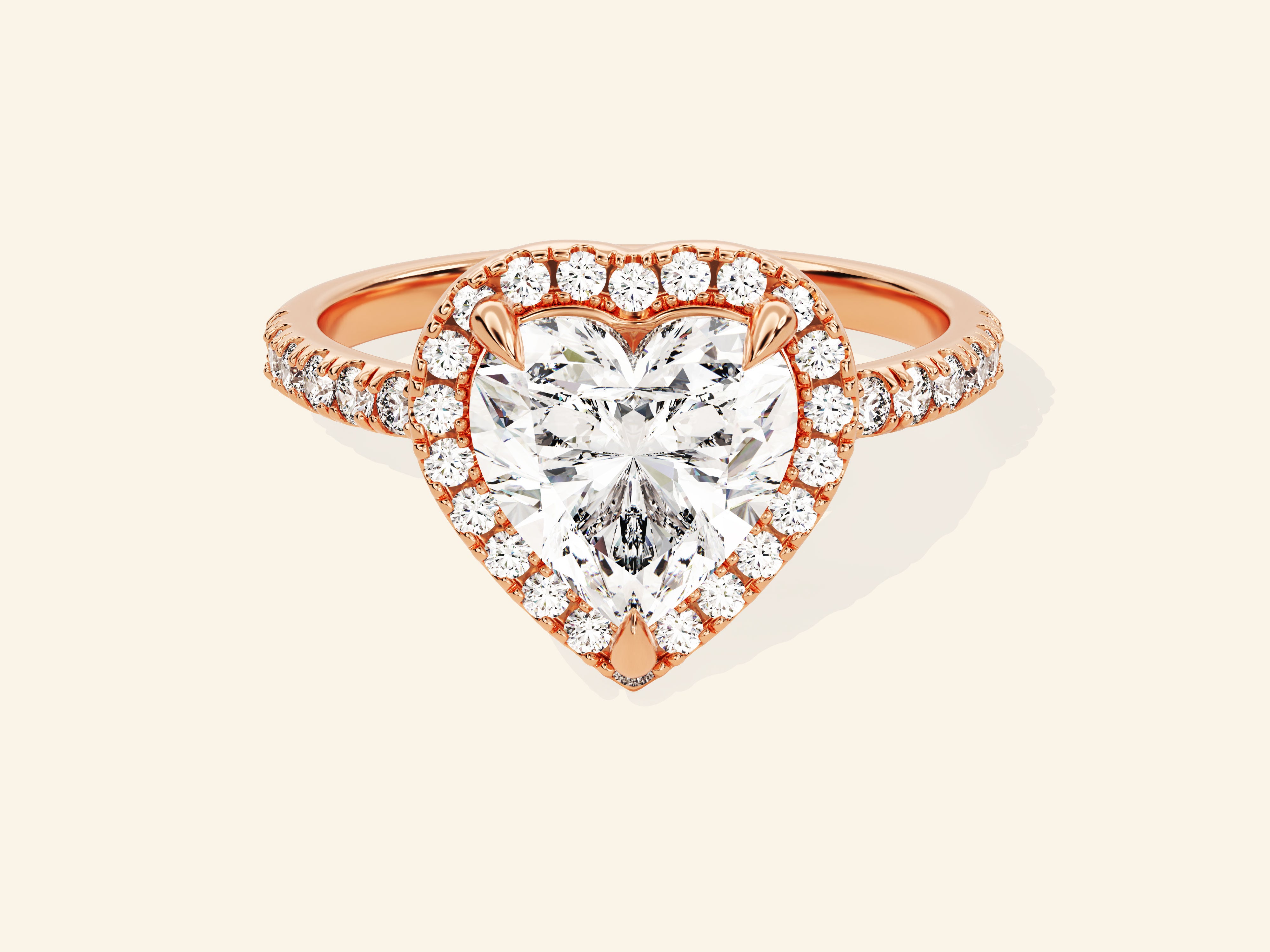 Heart Halo Engagement Ring with Pave Set Side Stones