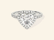 Heart Halo Engagement Ring with Pave Set Side Stones