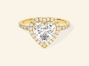 Heart Halo Engagement Ring with Pave Set Side Stones