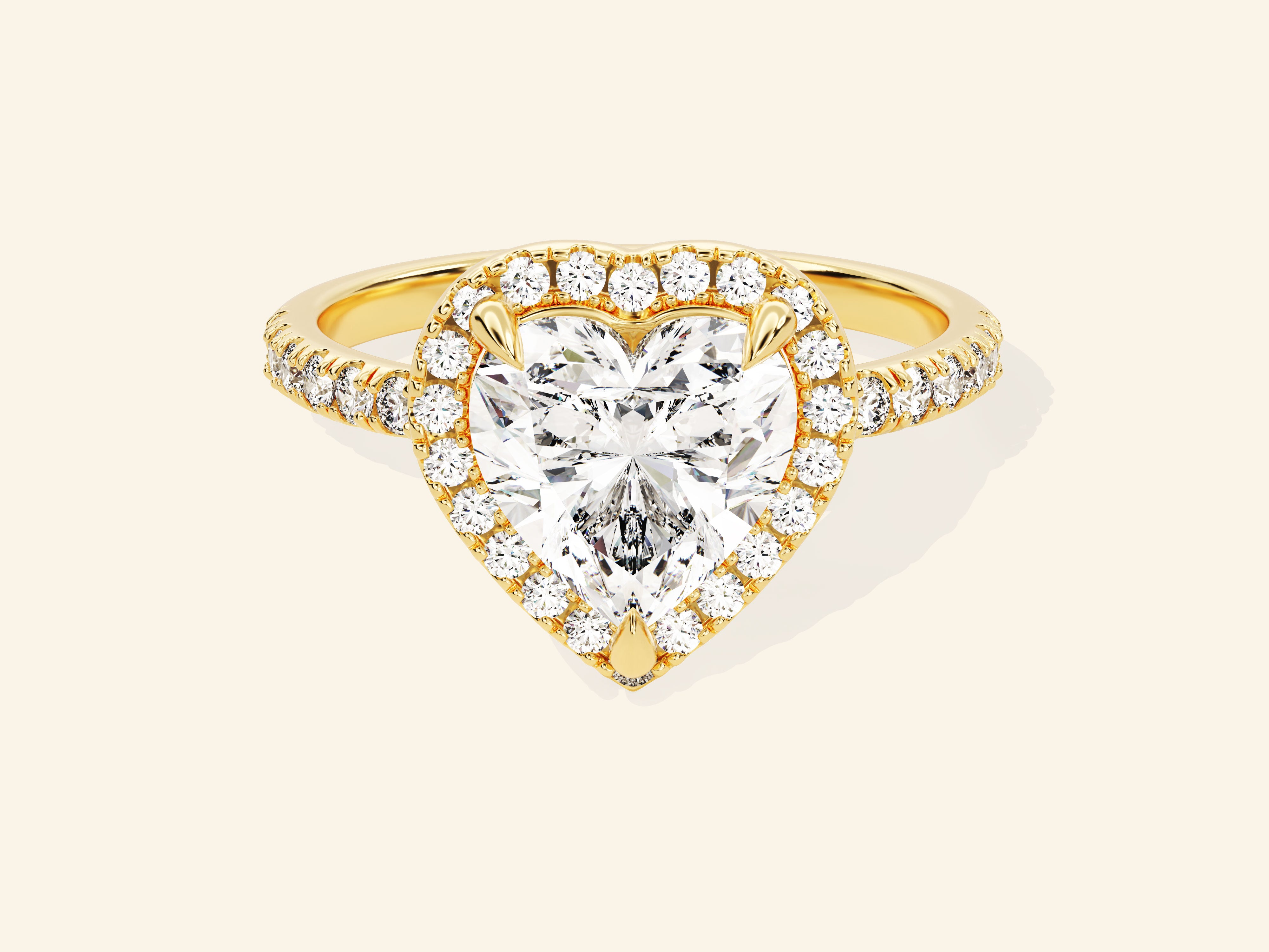 Heart Halo Engagement Ring with Pave Set Side Stones