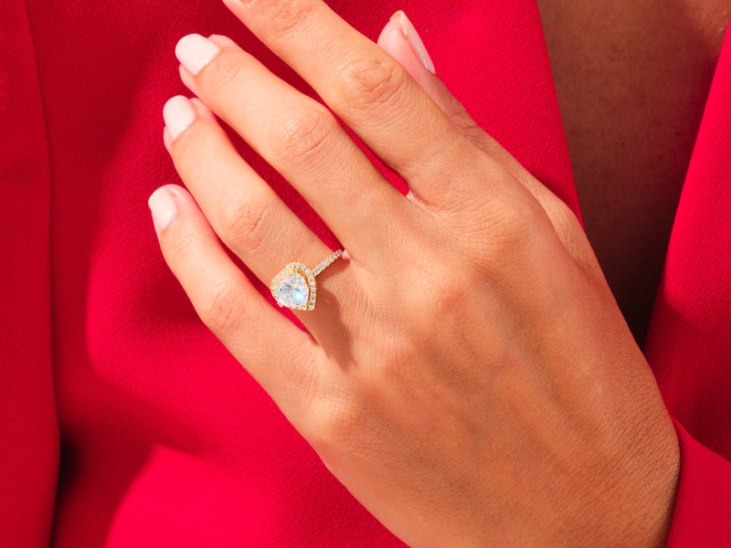 Heart Halo Engagement Ring with Pave Set Side Stones