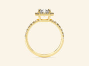 Radiant Halo Engagement Ring with Pave Set Side Stones