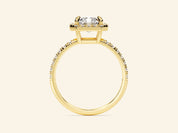 Radiant Halo Engagement Ring with Pave Set Side Stones
