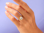 Radiant Halo Engagement Ring with Pave Set Side Stones