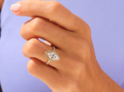 Marquise Halo Engagement Ring with Pave Set Side Stones