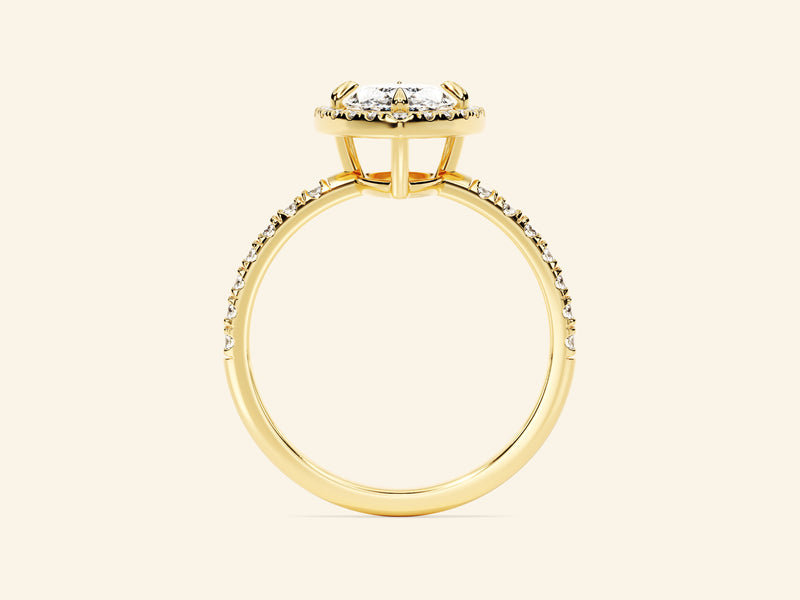 Marquise Halo Engagement Ring with Pave Set Side Stones