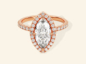 Marquise Halo Engagement Ring with Pave Set Side Stones