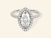 Marquise Halo Engagement Ring with Pave Set Side Stones