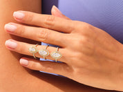 Marquise Halo Engagement Ring with Pave Set Side Stones