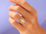 Marquise Halo Engagement Ring with Pave Set Side Stones