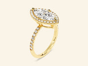 Marquise Halo Engagement Ring with Pave Set Side Stones