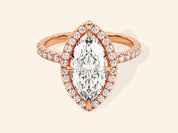 Marquise Halo Engagement Ring with Pave Set Side Stones