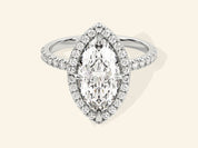 Marquise Halo Engagement Ring with Pave Set Side Stones