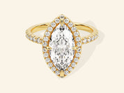 Marquise Halo Engagement Ring with Pave Set Side Stones