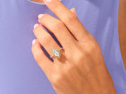 Marquise Halo Engagement Ring with Pave Set Side Stones