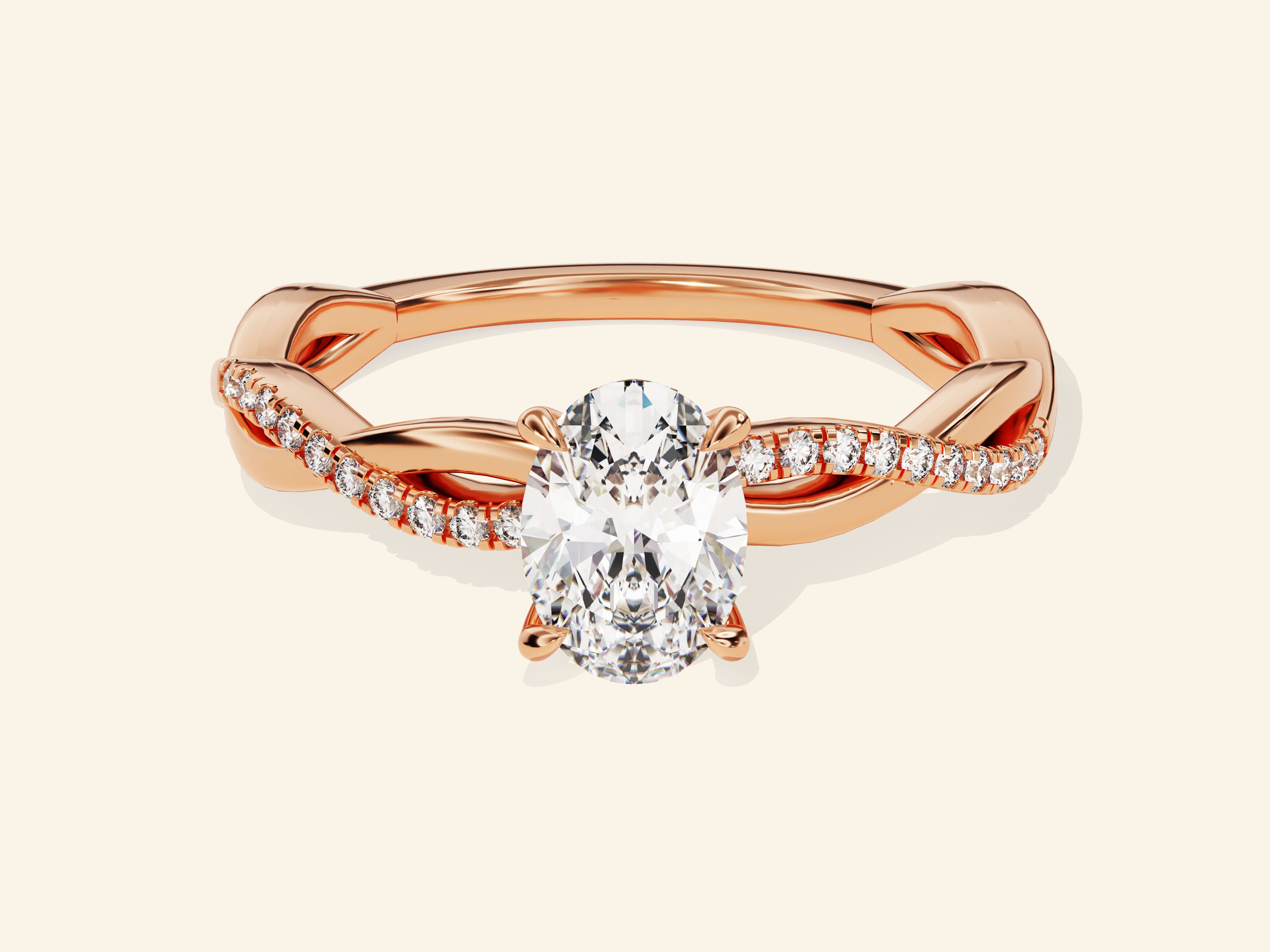 Oval Twisted Engagement Ring