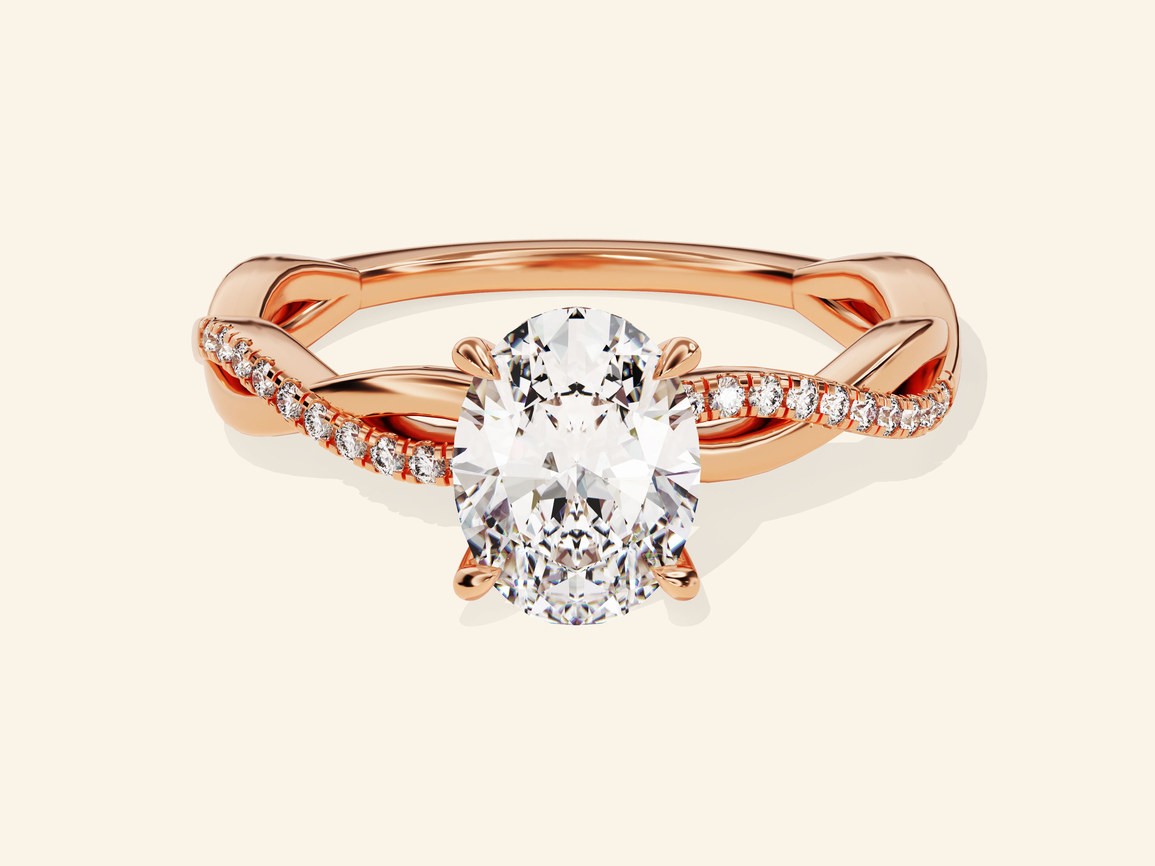 Oval Twisted Engagement Ring