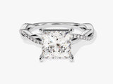 Princess Twisted Moissanite Engagement Ring with Pave Set Side Stones (2.00 CT)