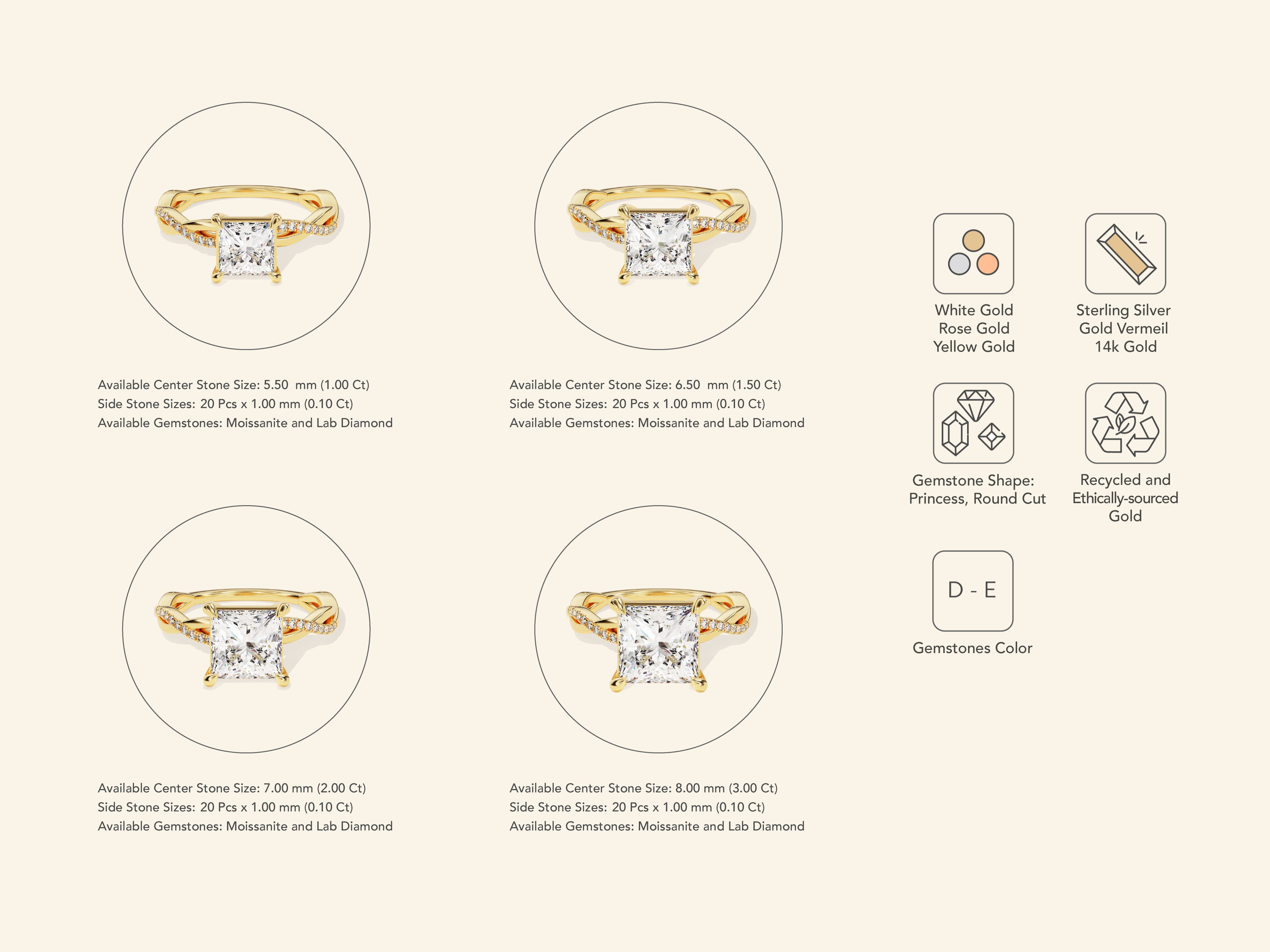 Princess Twisted Engagement Ring