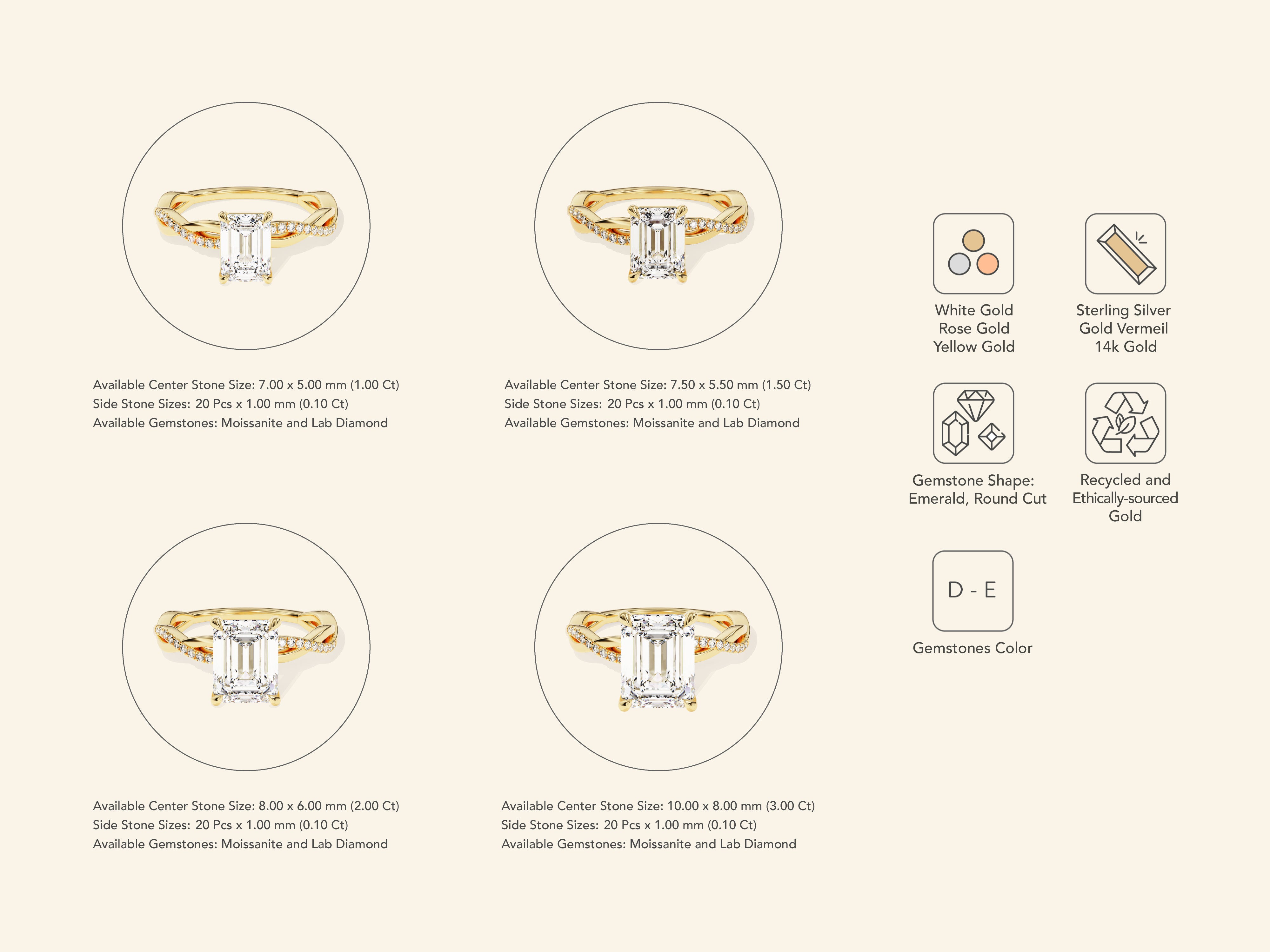 Emerald Twisted Engagement Ring
