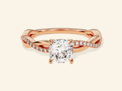 Cushion Twisted Engagement Ring
