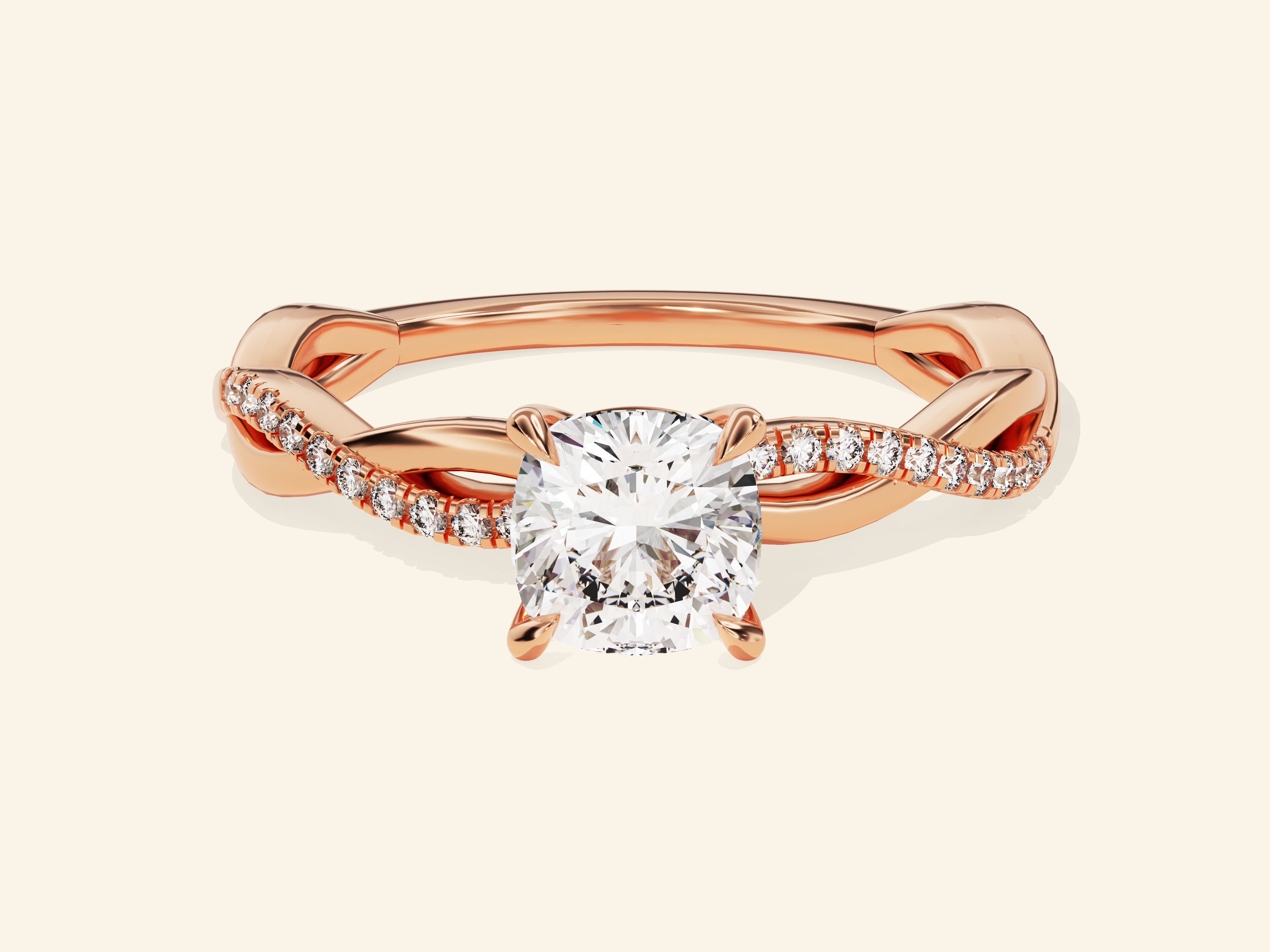 Cushion Twisted Engagement Ring