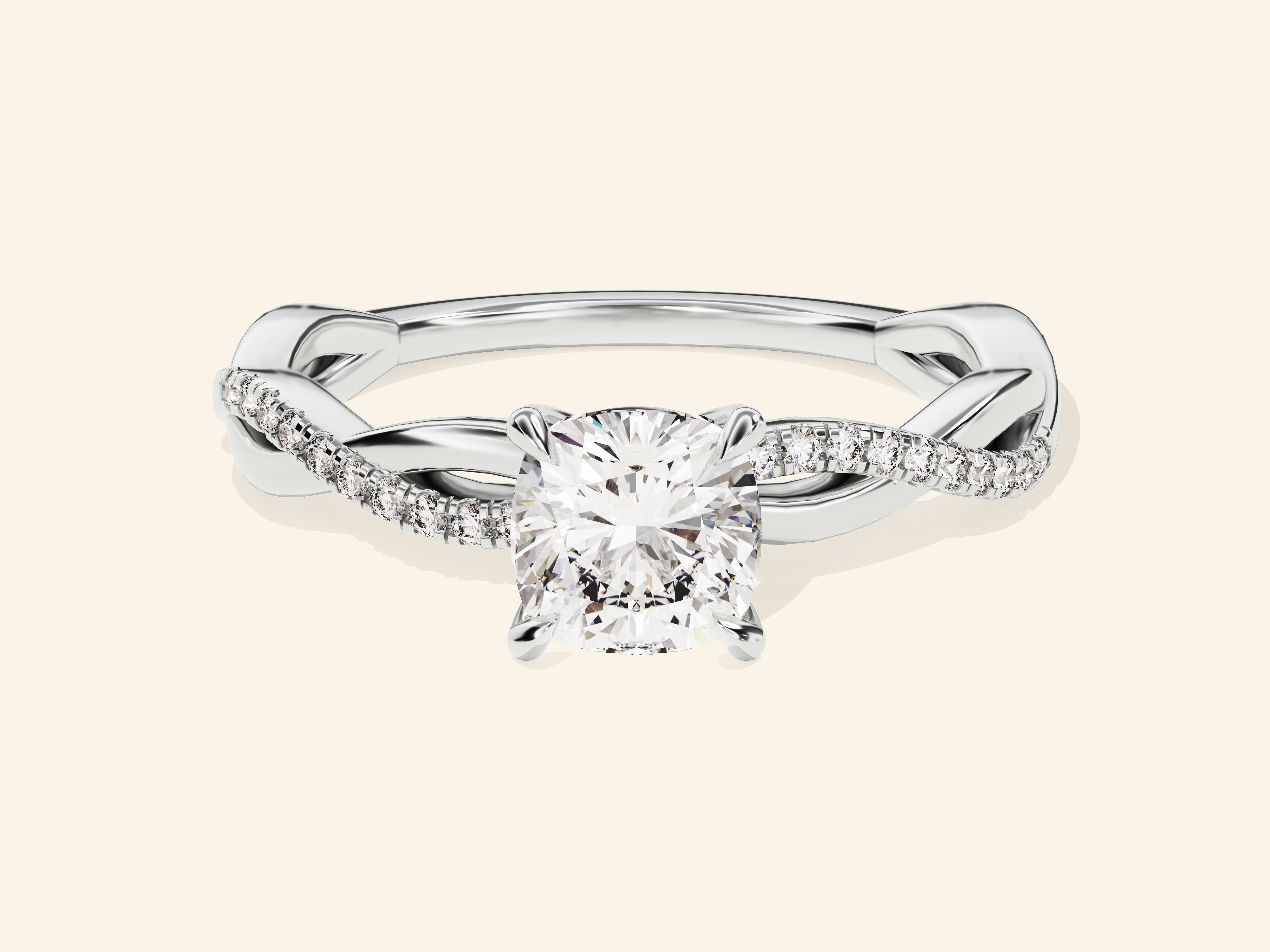 Cushion Twisted Engagement Ring