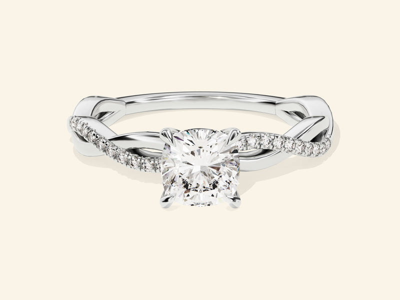 Cushion Twisted Engagement Ring
