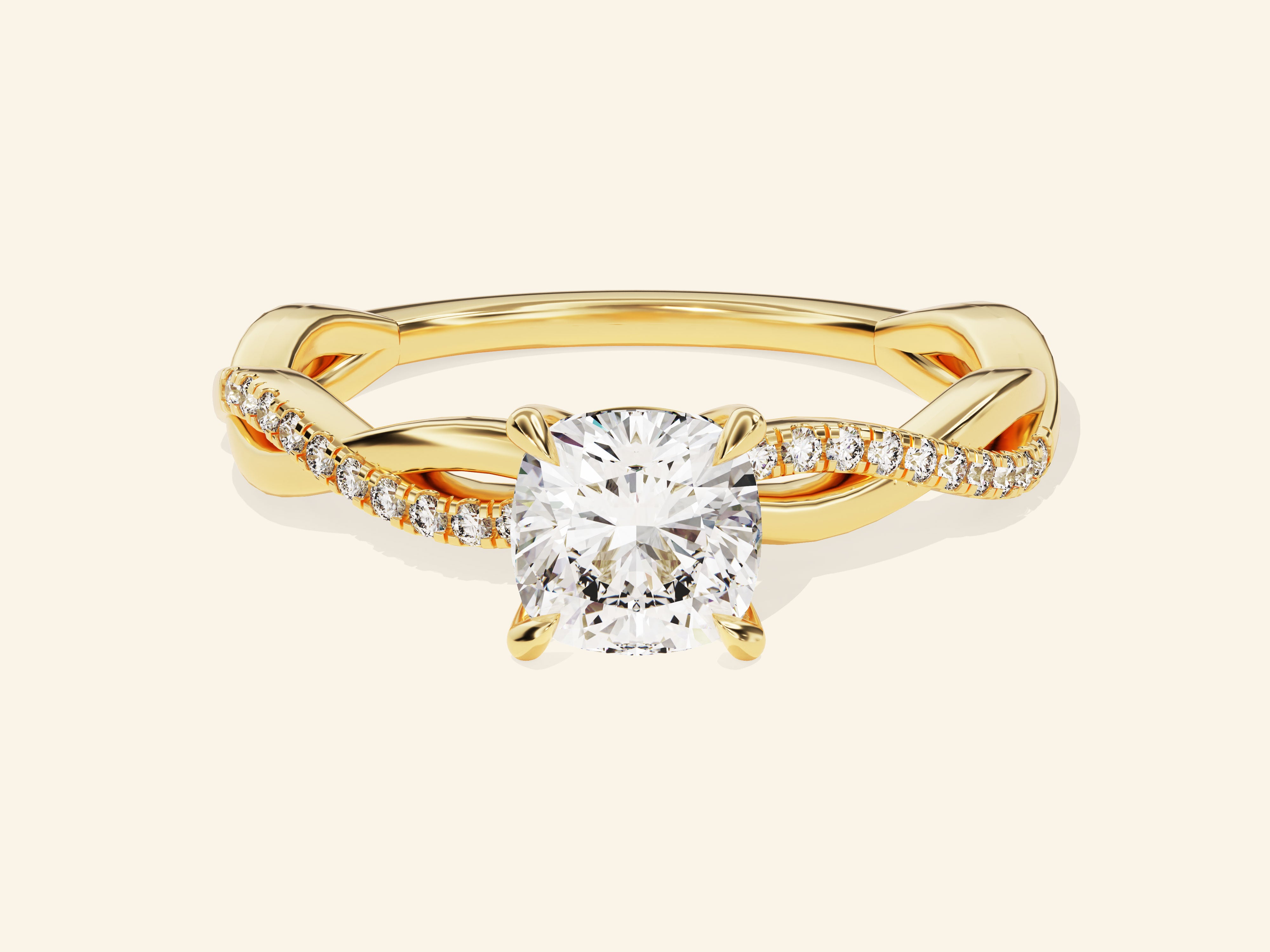 Cushion Twisted Engagement Ring