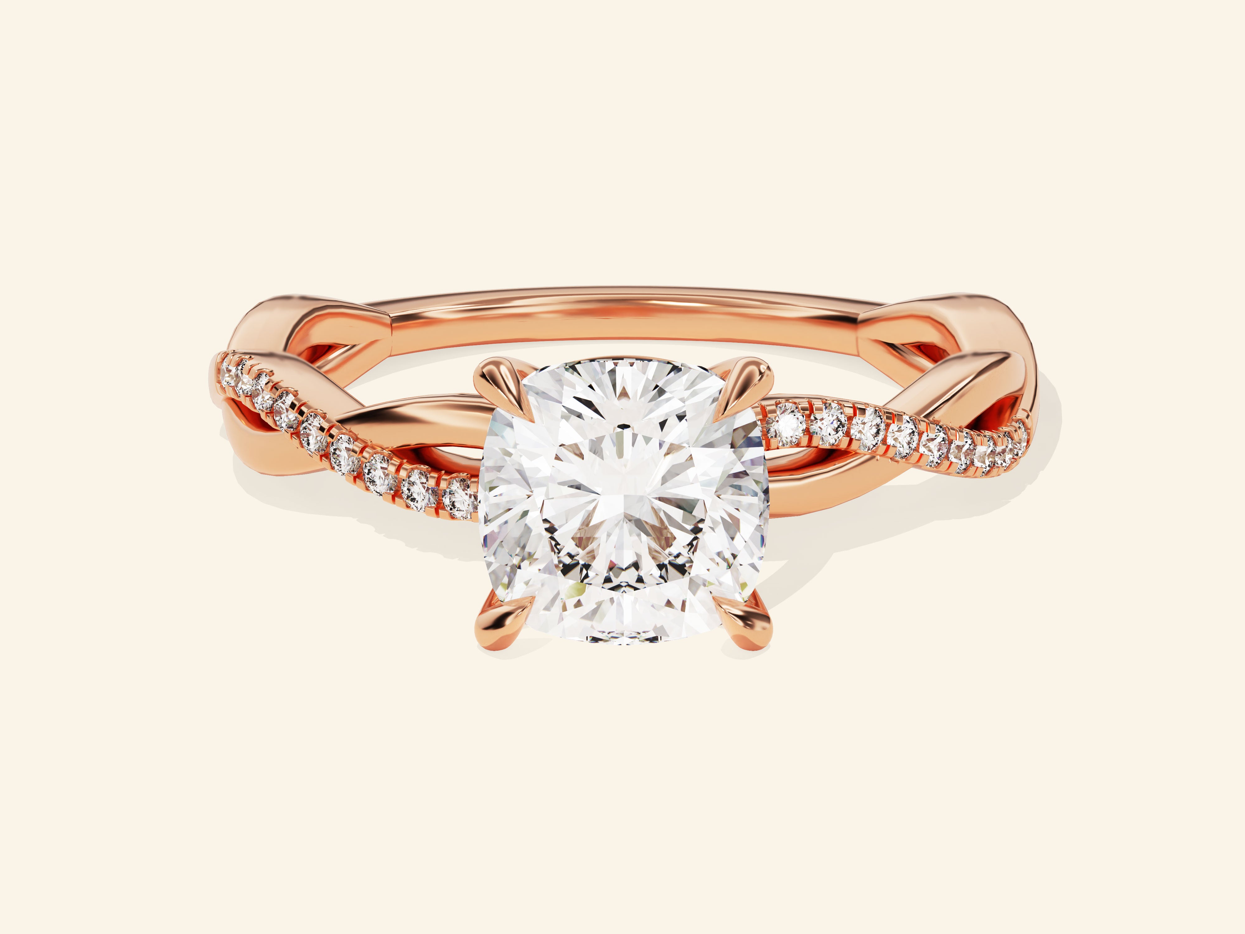 Cushion Twisted Engagement Ring