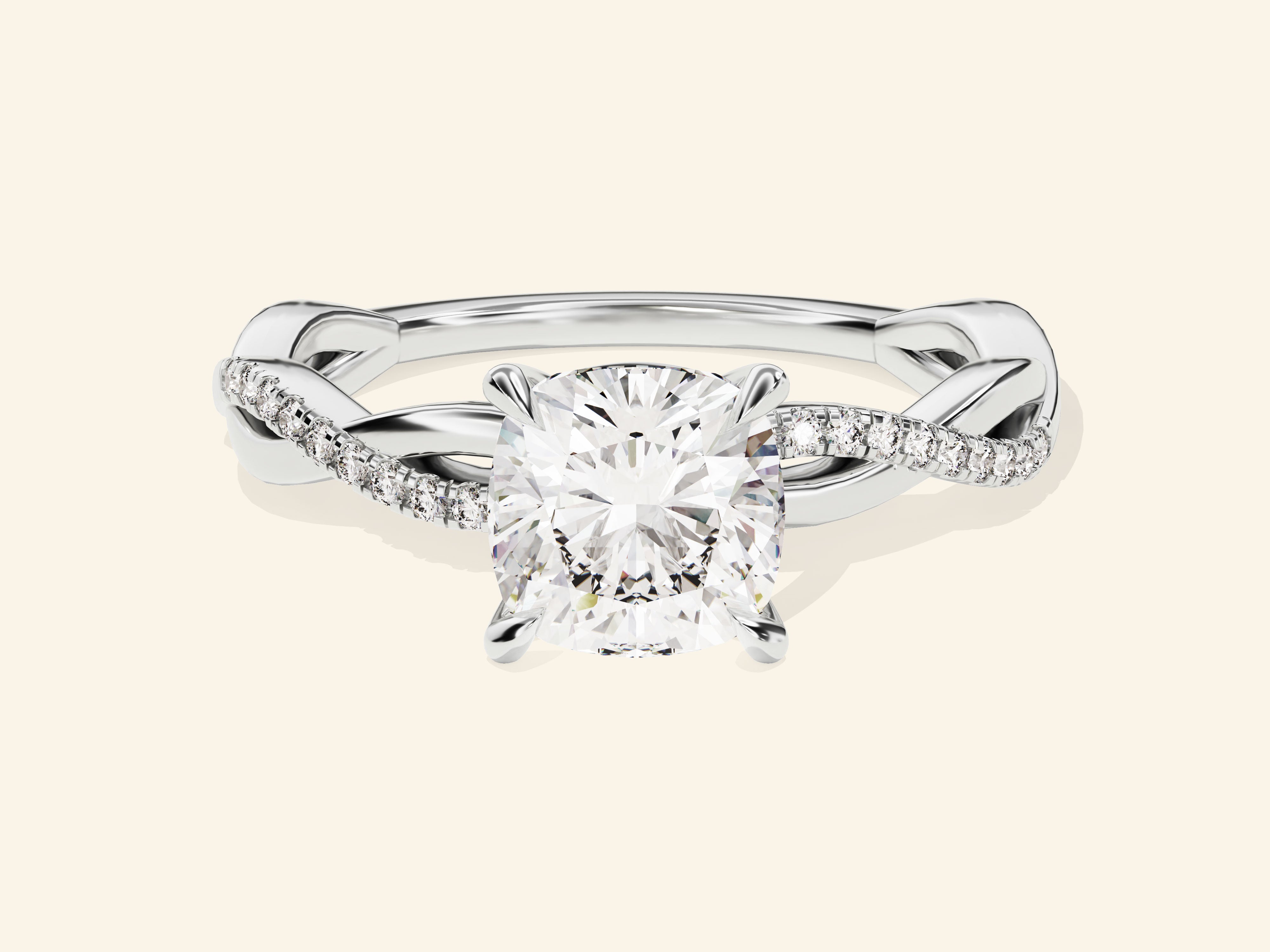 Cushion Twisted Engagement Ring