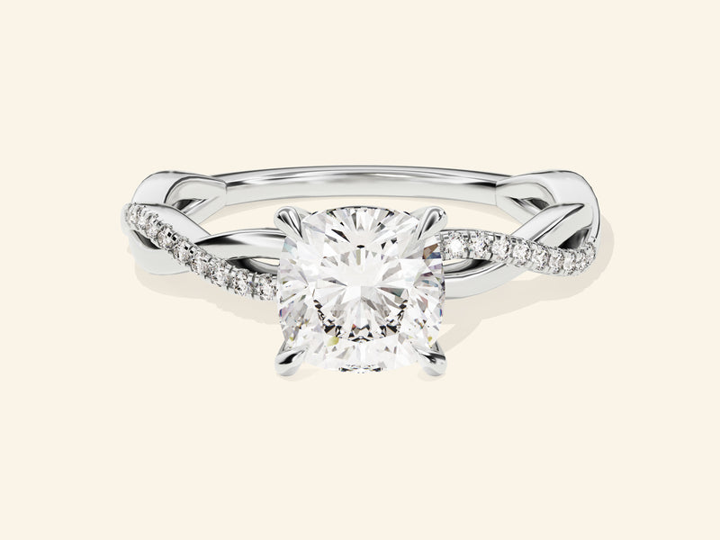 Cushion Twisted Engagement Ring