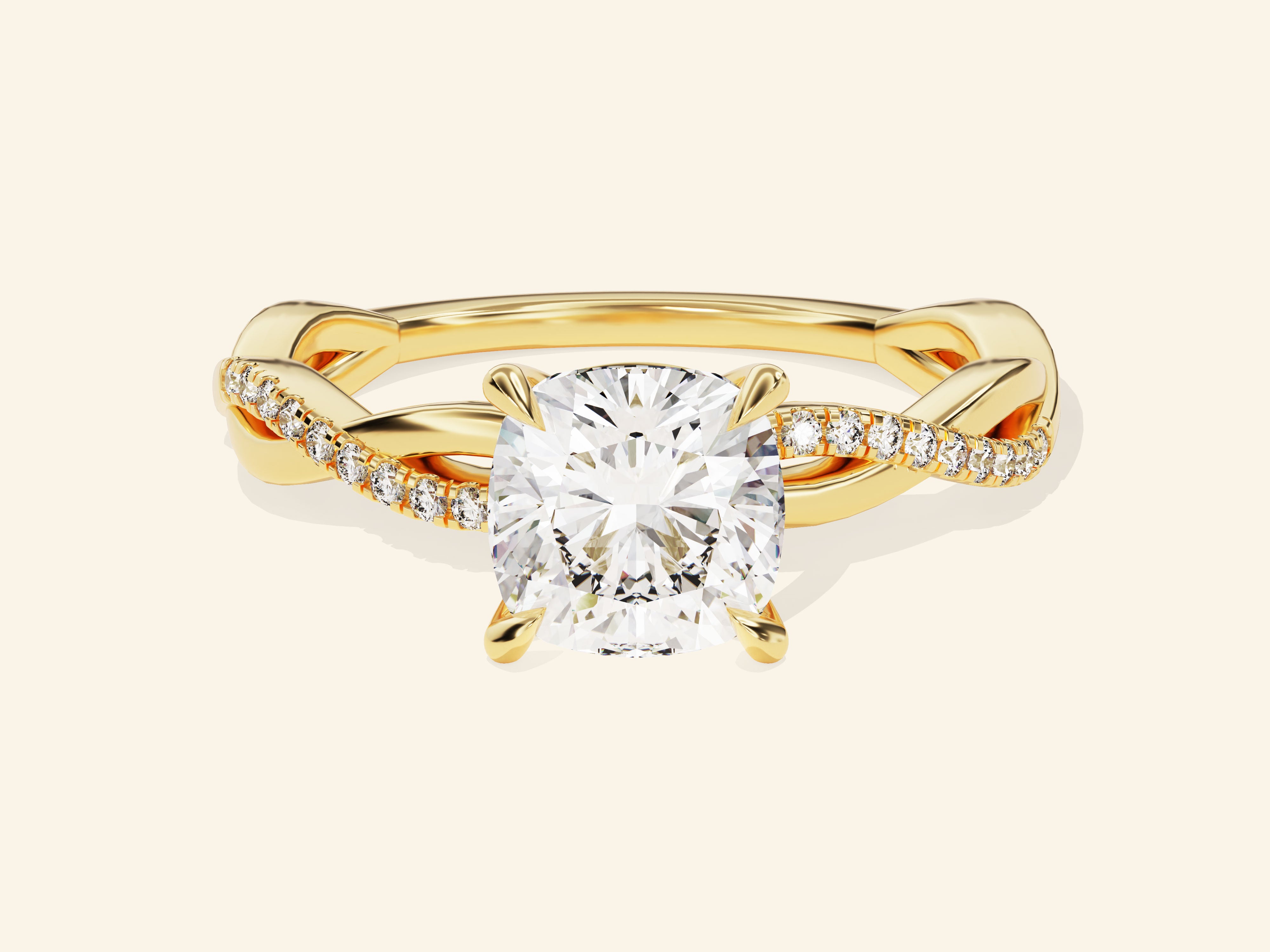 Cushion Twisted Engagement Ring