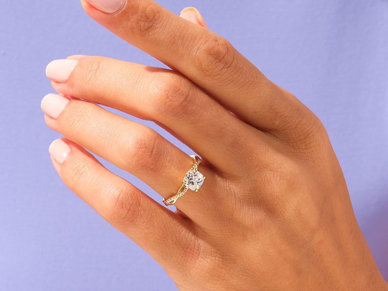 Cushion Twisted Engagement Ring