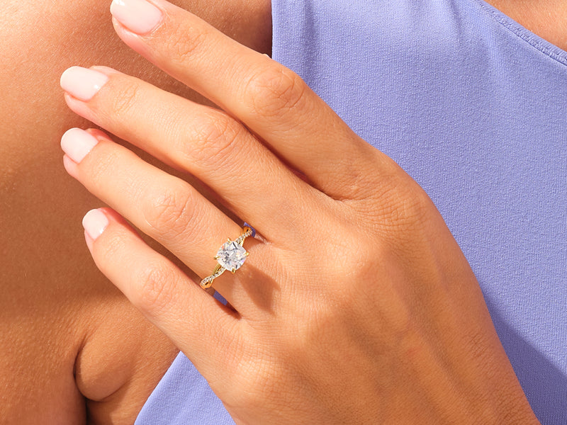 Cushion Twisted Engagement Ring