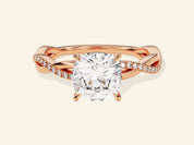 Cushion Twisted Engagement Ring