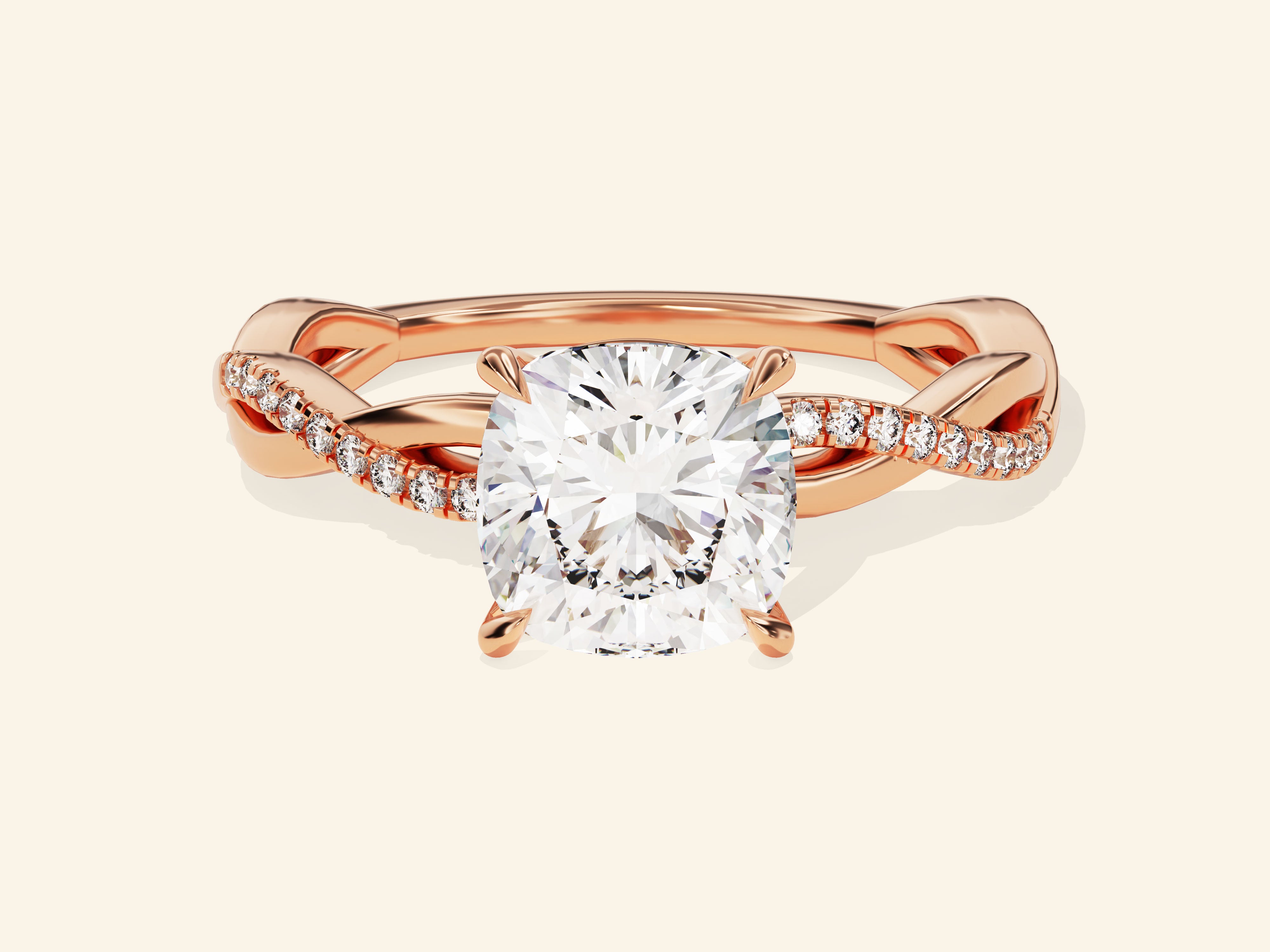 Cushion Twisted Engagement Ring