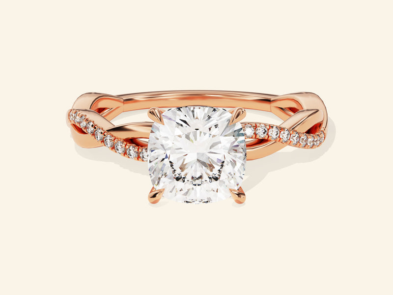Cushion Twisted Engagement Ring