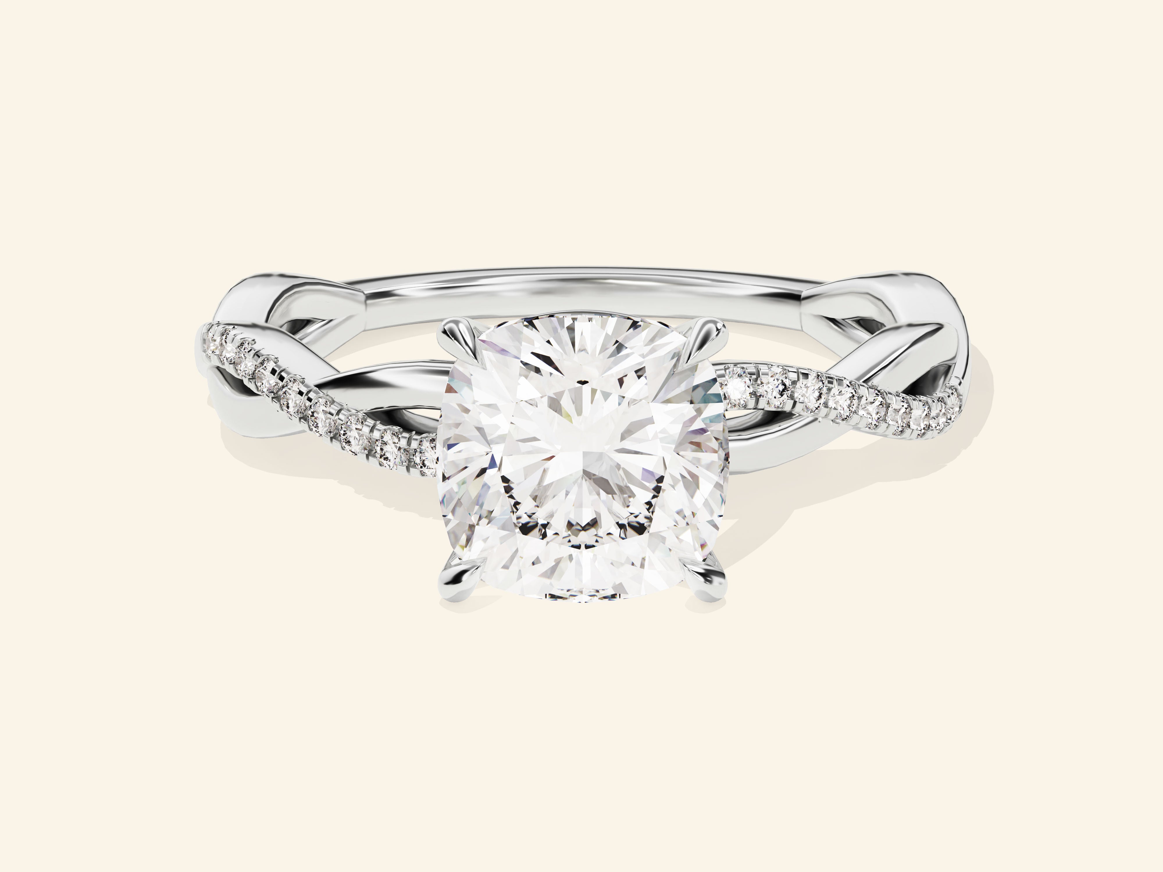 Cushion Twisted Engagement Ring