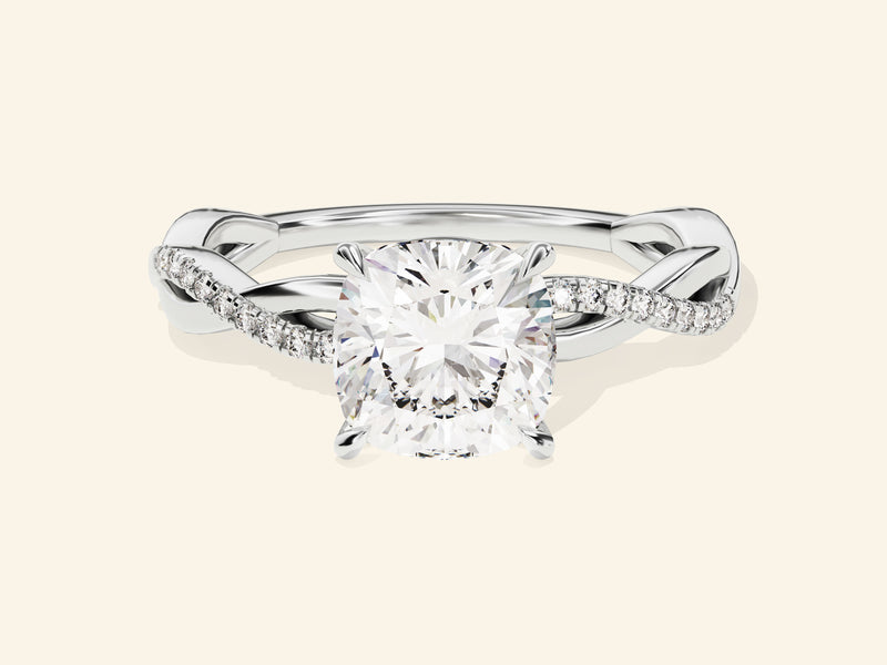 Cushion Twisted Engagement Ring