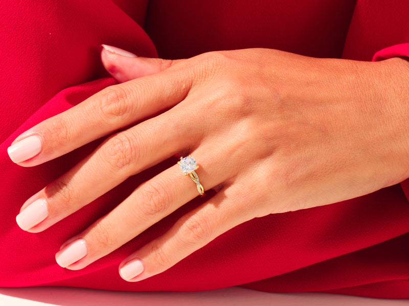Cushion Twisted Engagement Ring