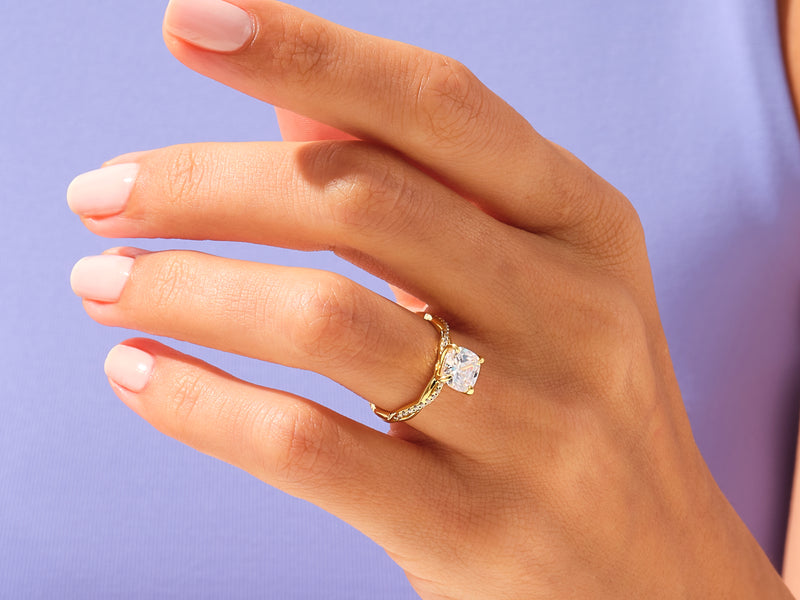 Cushion Twisted Engagement Ring