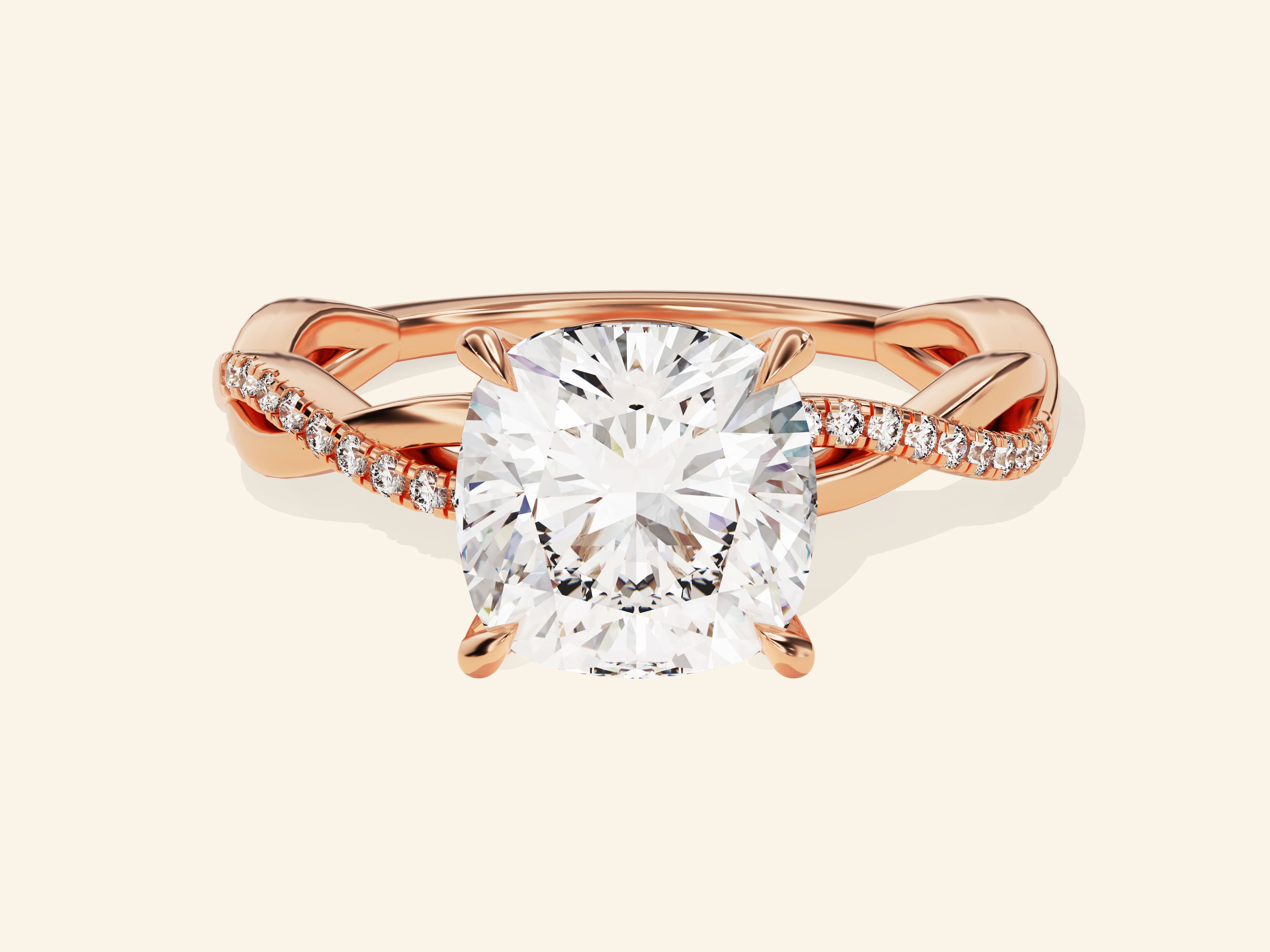 Cushion Twisted Engagement Ring