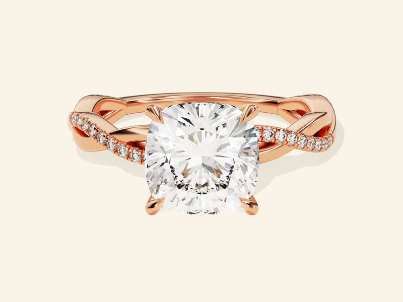 Cushion Twisted Engagement Ring