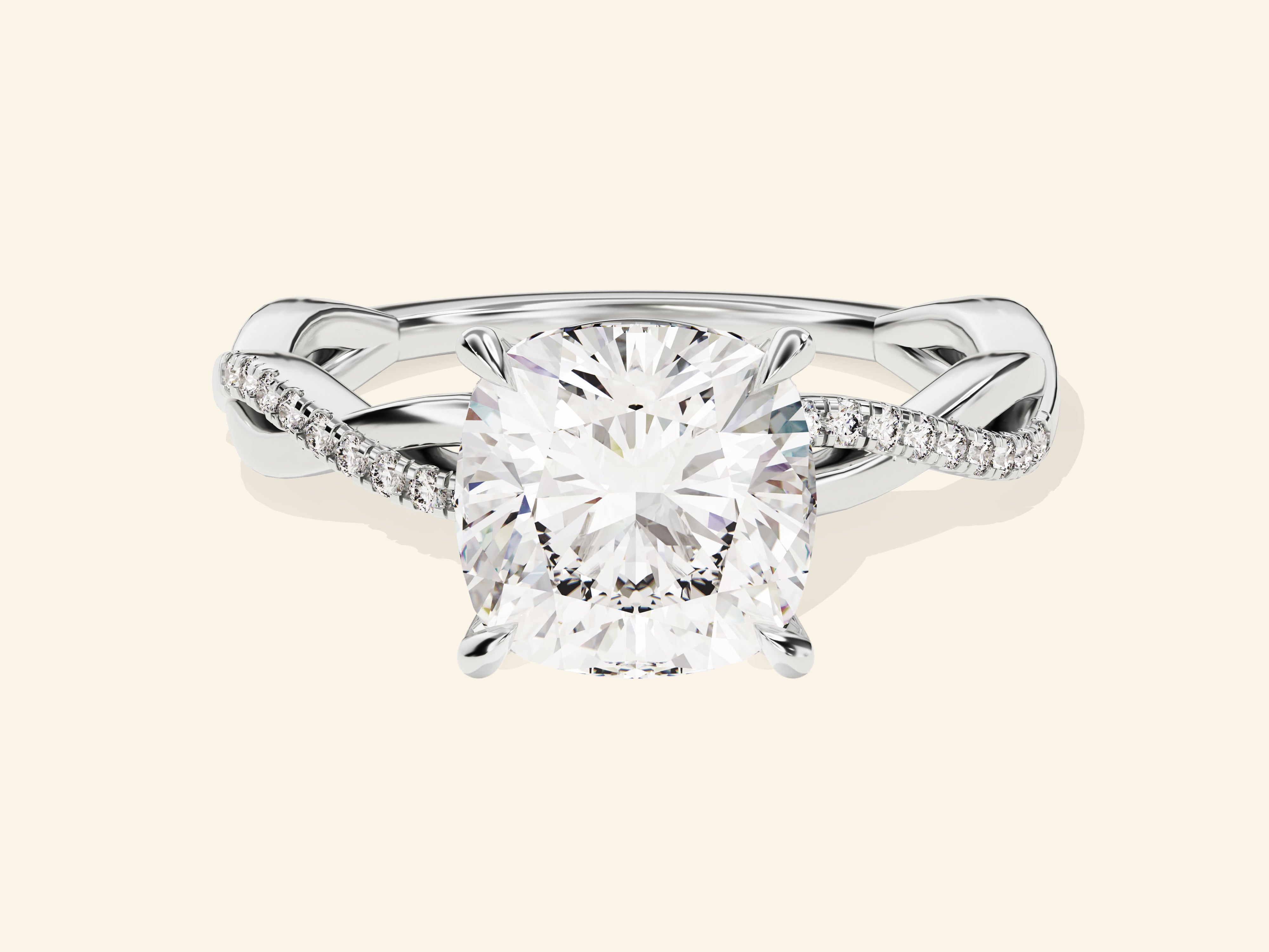 Cushion Twisted Engagement Ring
