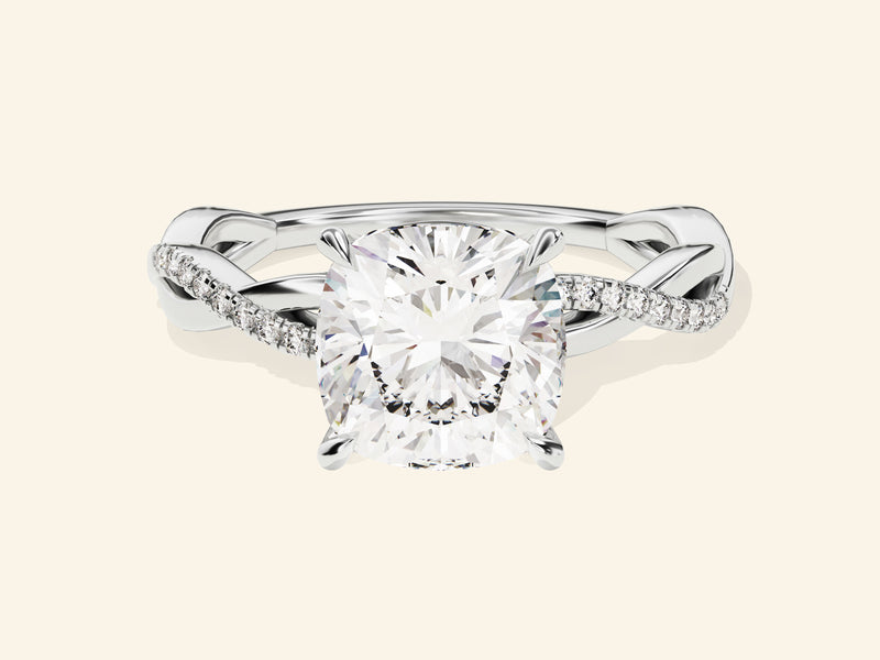 Cushion Twisted Engagement Ring
