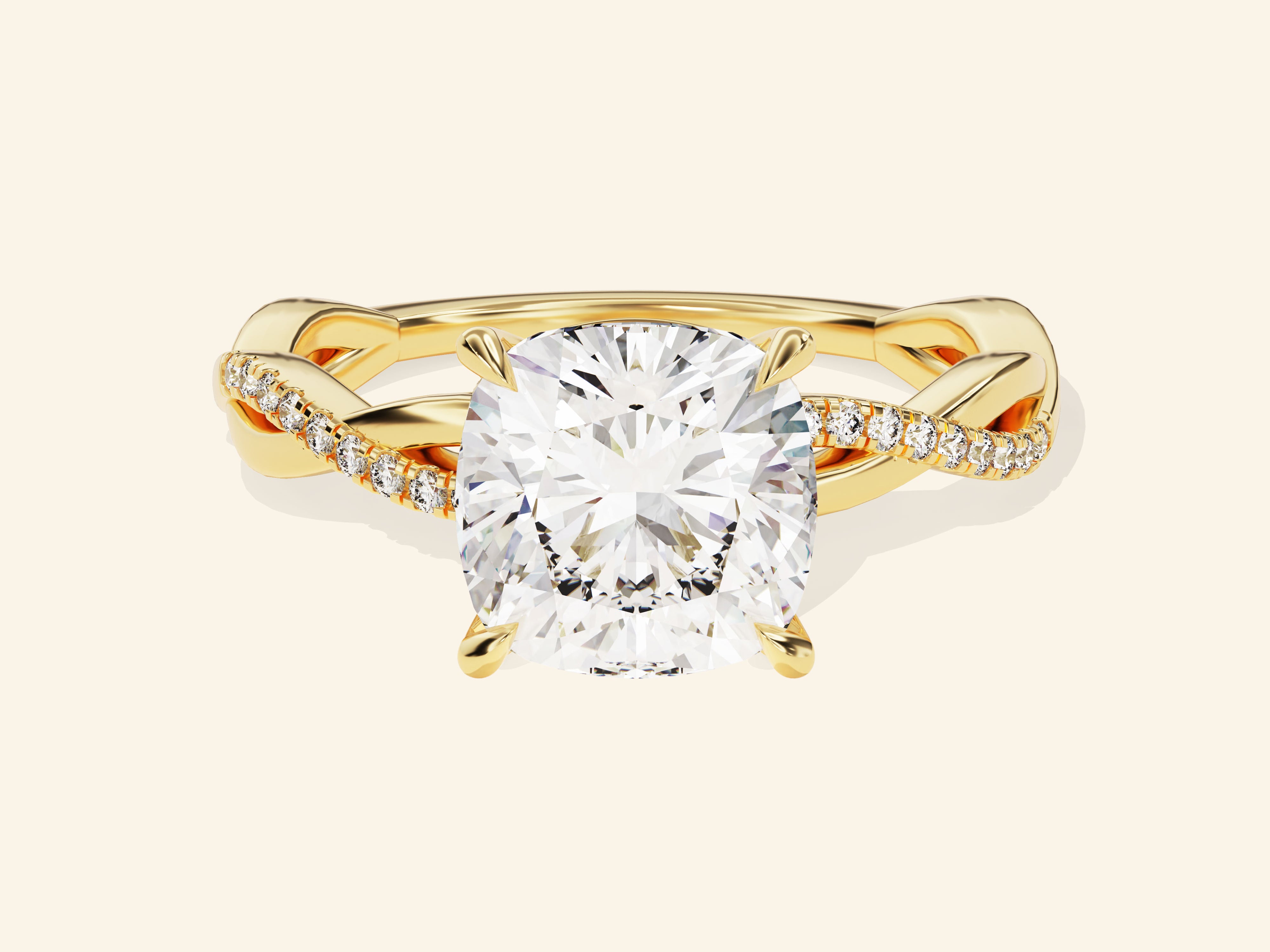 Cushion Twisted Engagement Ring