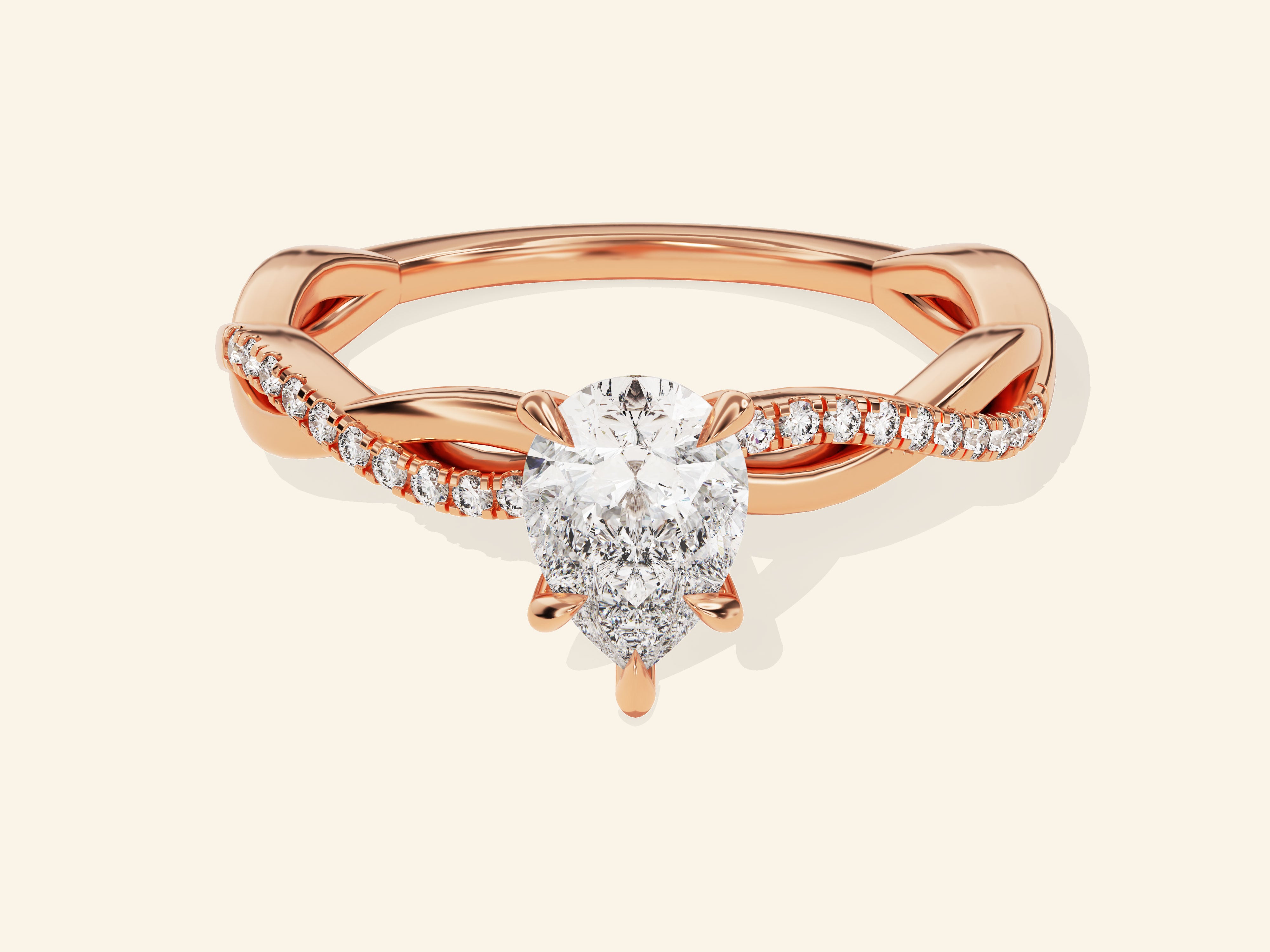 Pear Twisted Engagement Ring