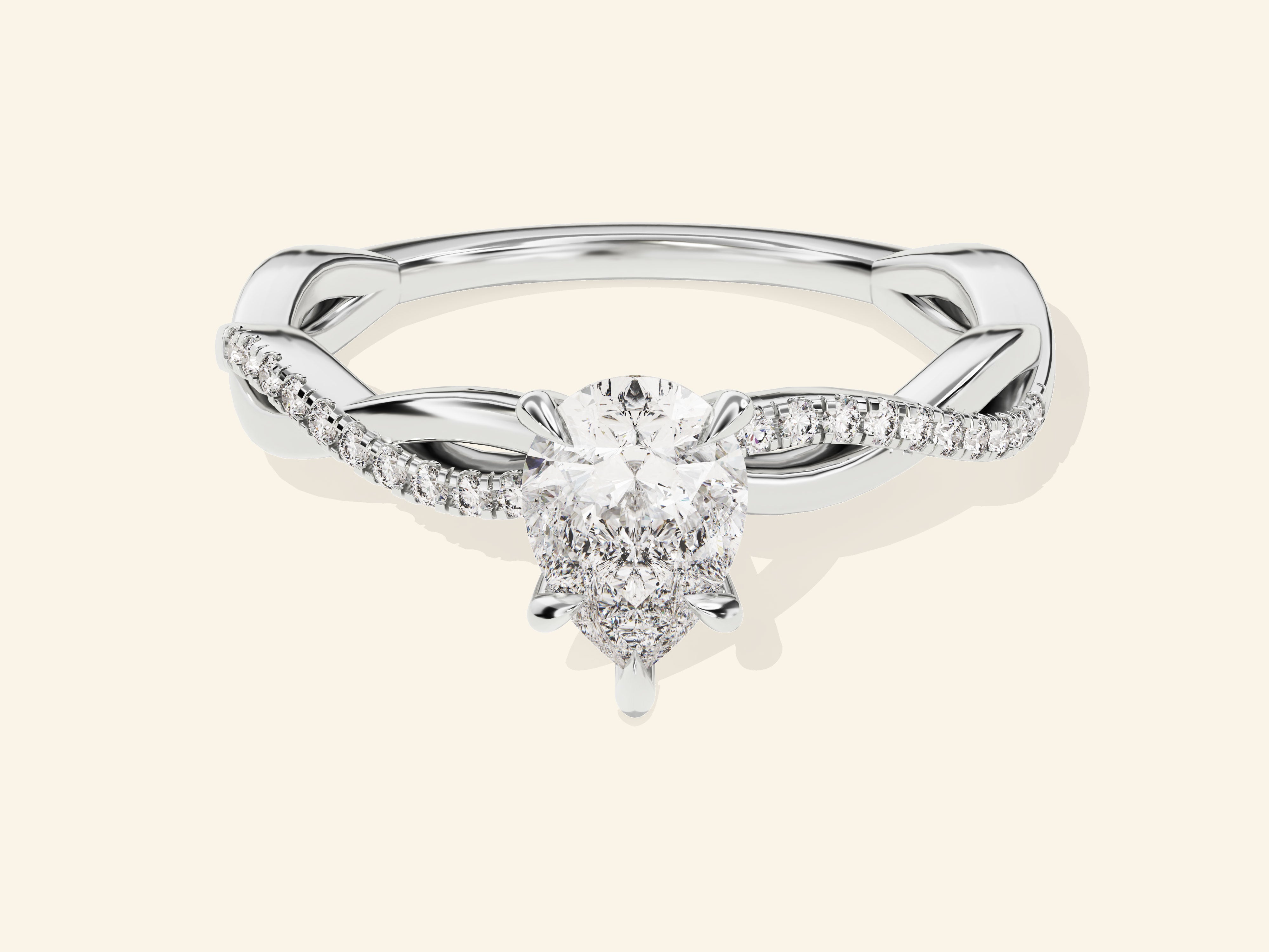 Pear Twisted Engagement Ring