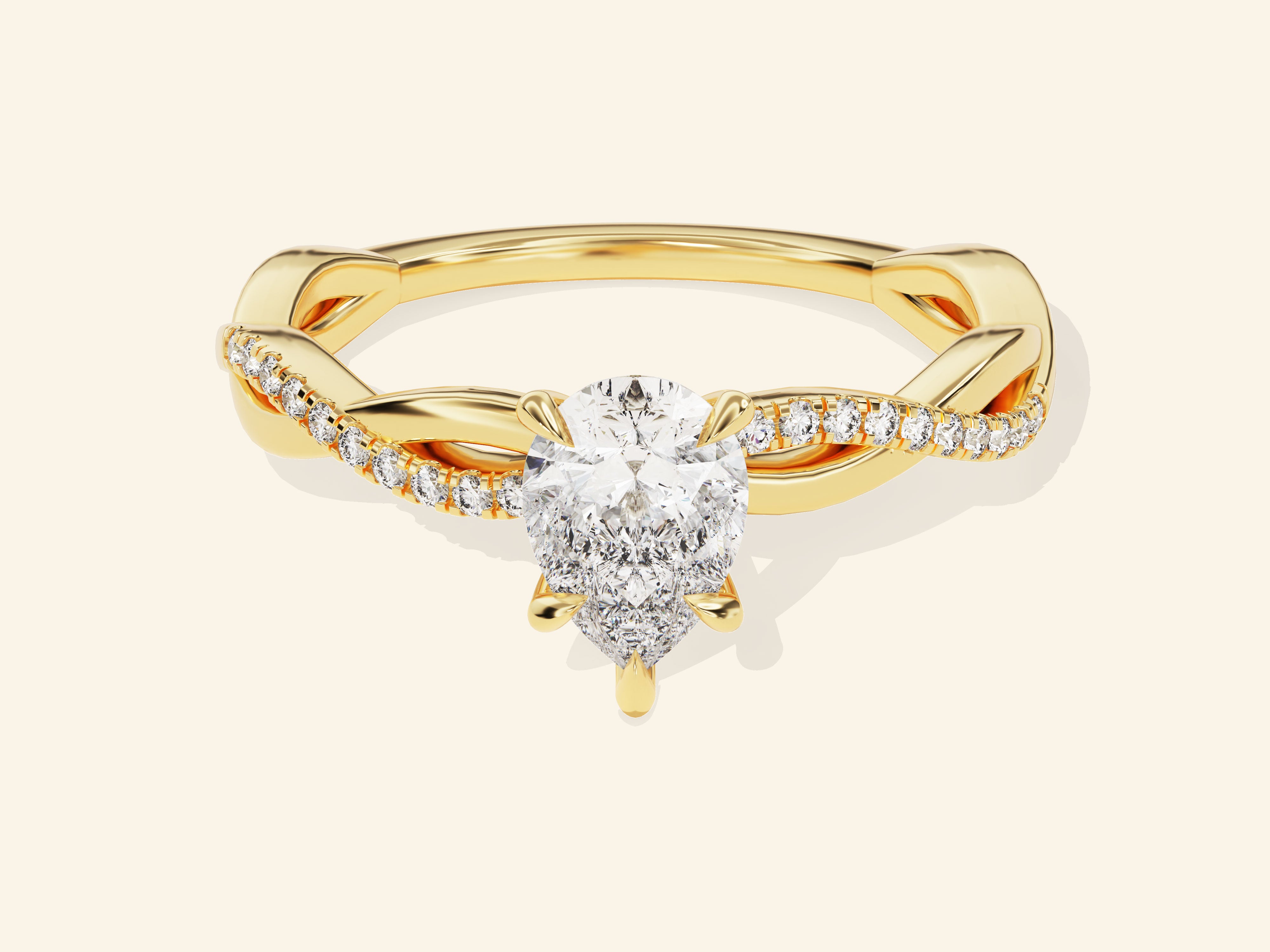 Pear Twisted Engagement Ring